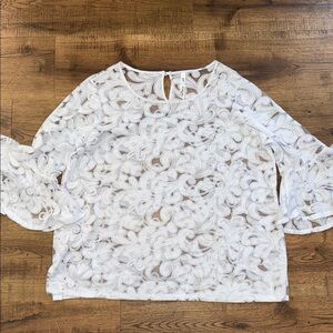 NY Collection Women’s Elegant White Lace Women Top
